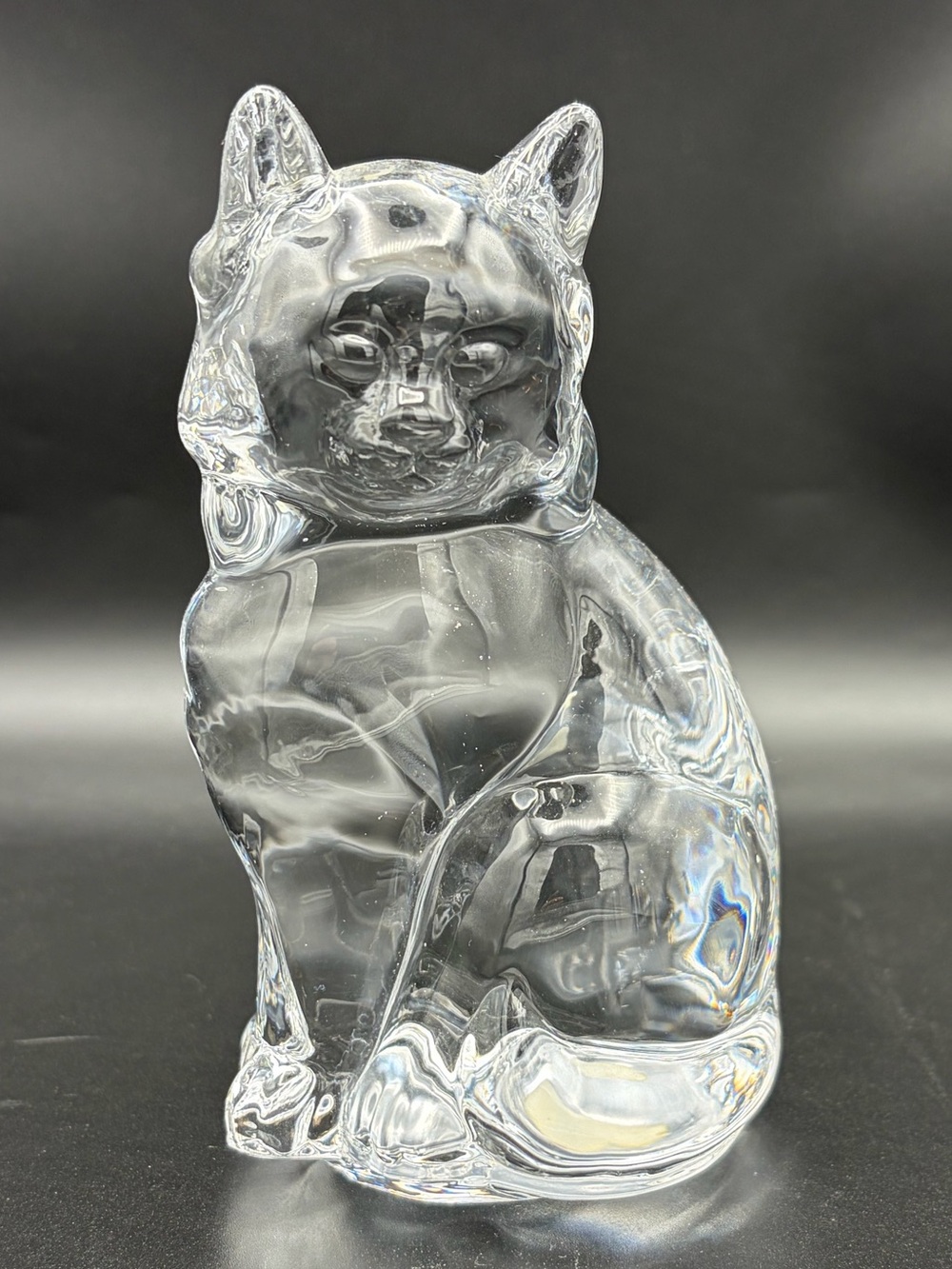 Vintage Silvestri clear Glass Cat Figurine 5.5”Tall